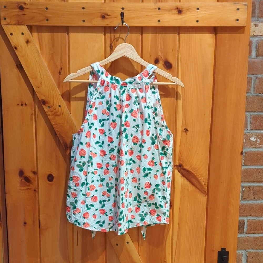 J Crew Strawberry Print Top